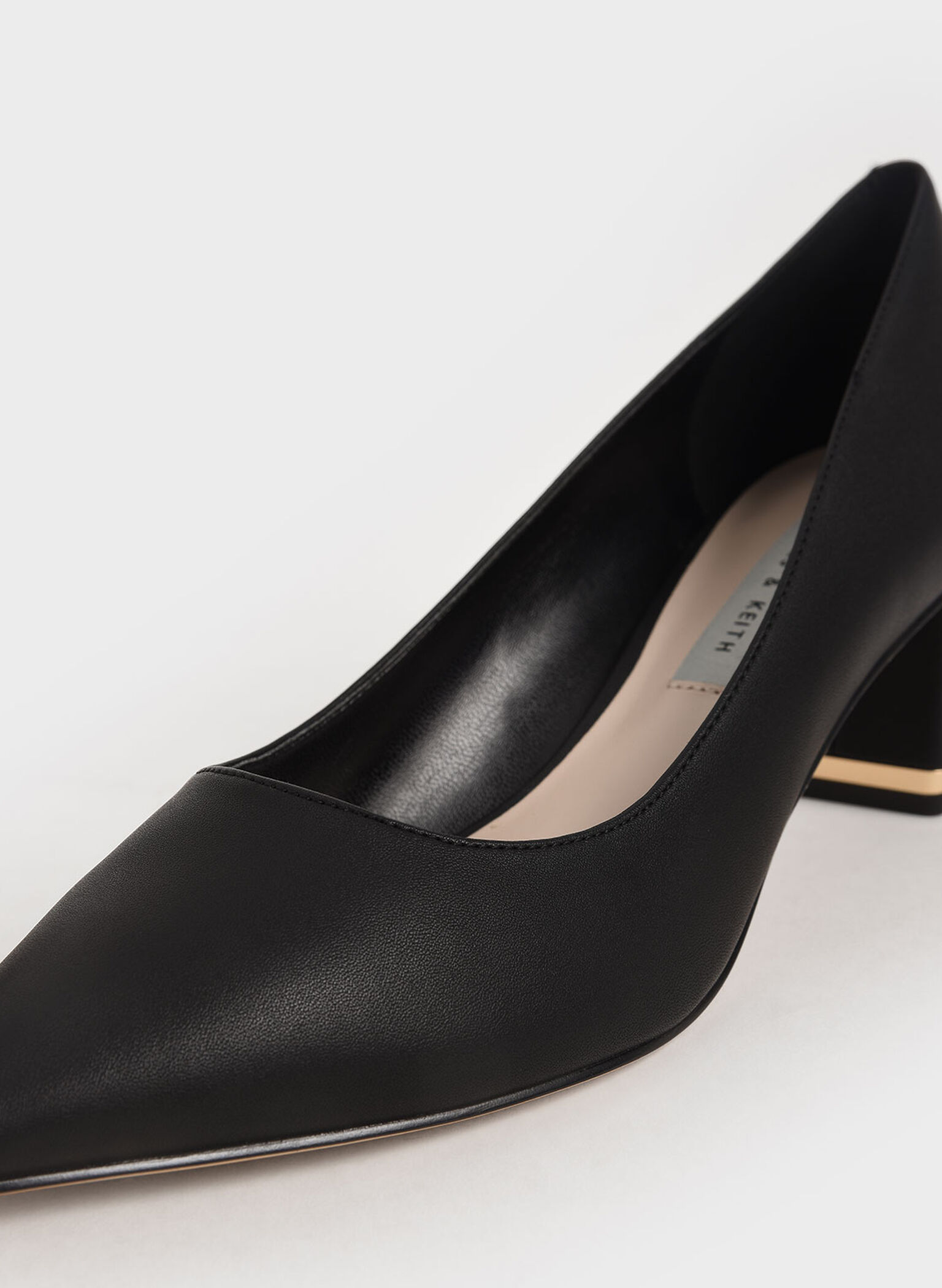 Trapeze Heel Court Shoes, Black, hi-res
