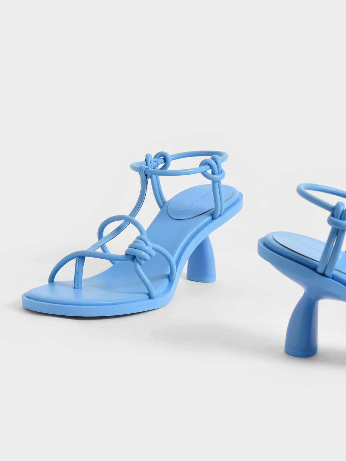 Alma Strappy Knotted Thong Sandals, Blue, hi-res