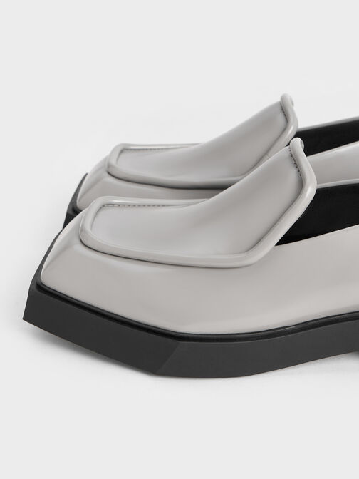 Mocasines geométricos Lorde con punta cuadrada, Gris, hi-res