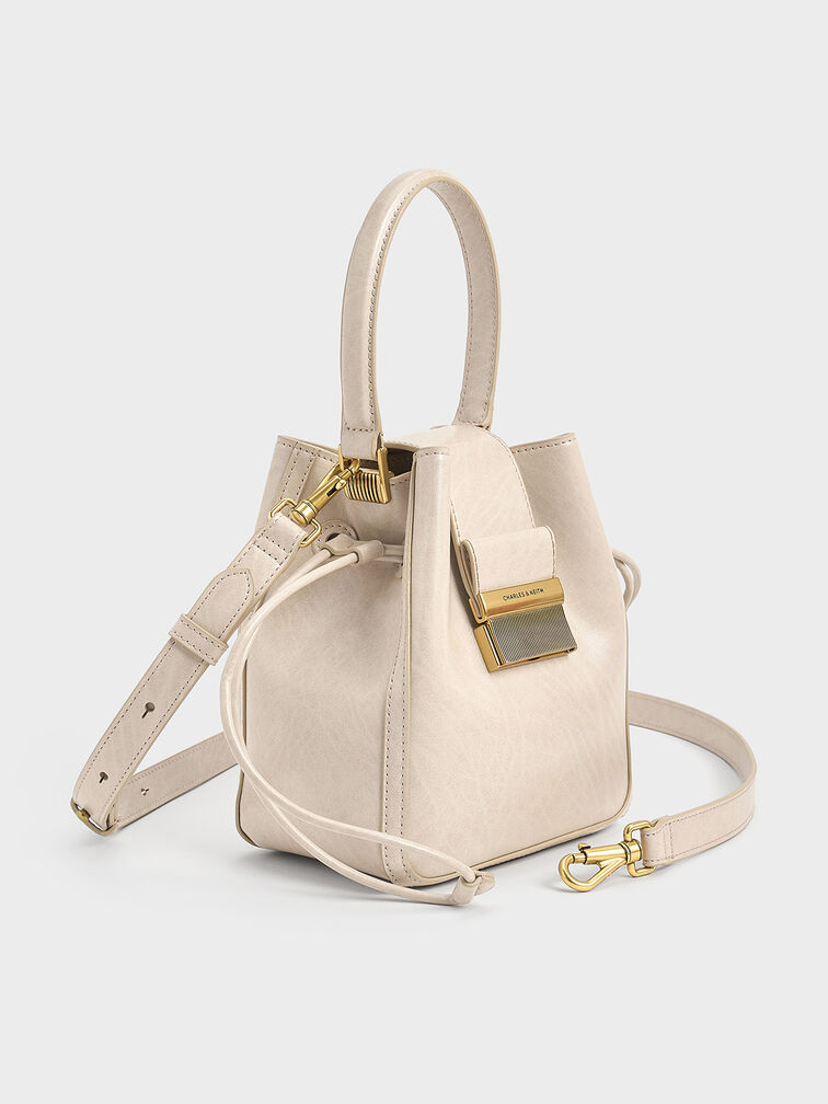 Charlot Elongated Bucket Bag, Oat, hi-res