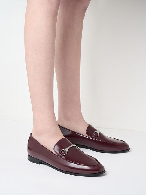 Mocasines Leslie con detalles metálicos, Burgundy, hi-res