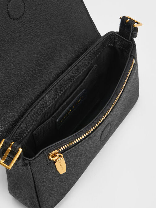 Daki Belted Shoulder Bag, Black, hi-res