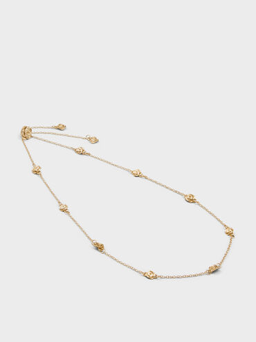 Rosalind Flower-Motif Necklace, Brush Gold, hi-res