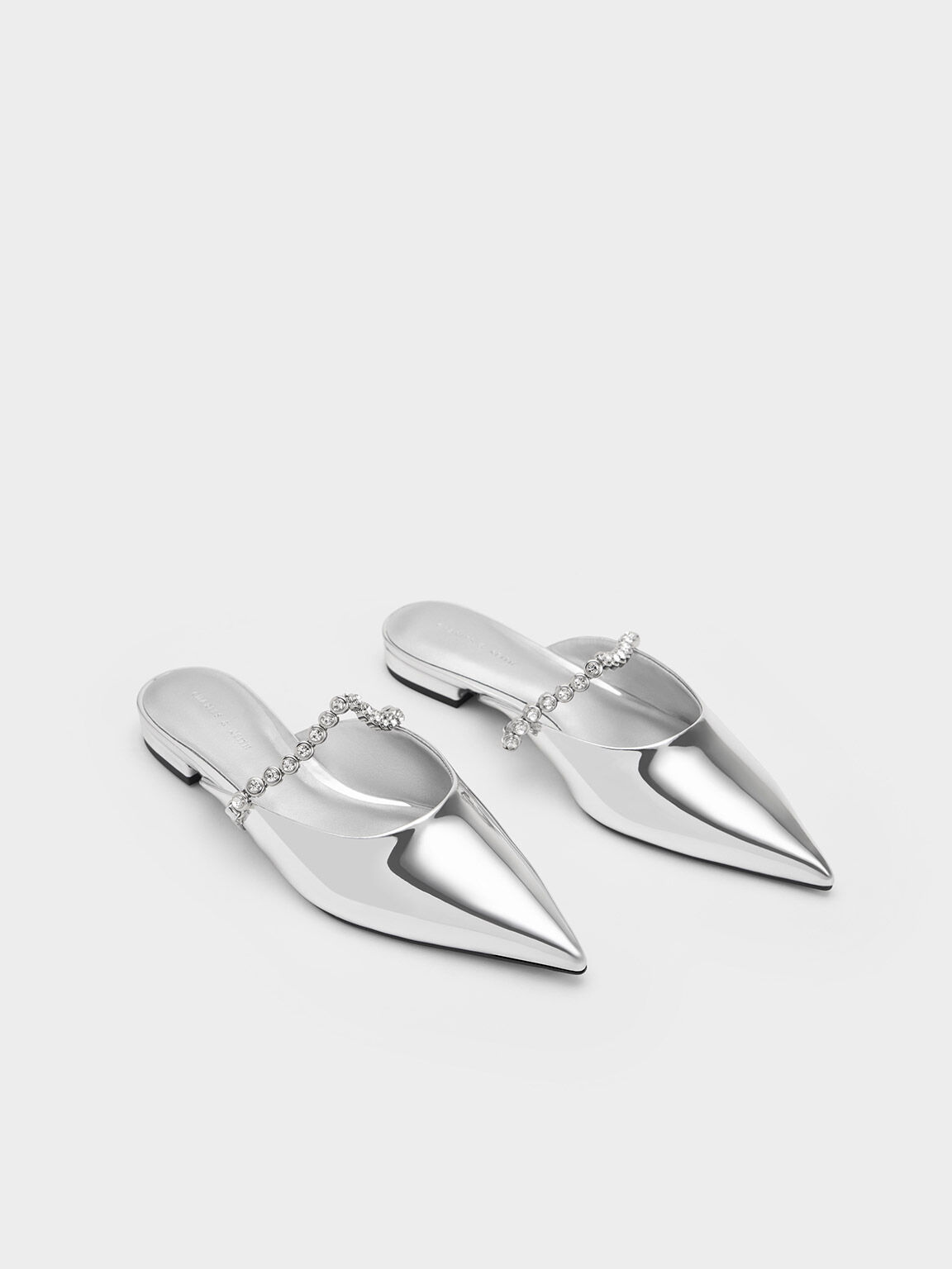 Silver flat mules hot sale