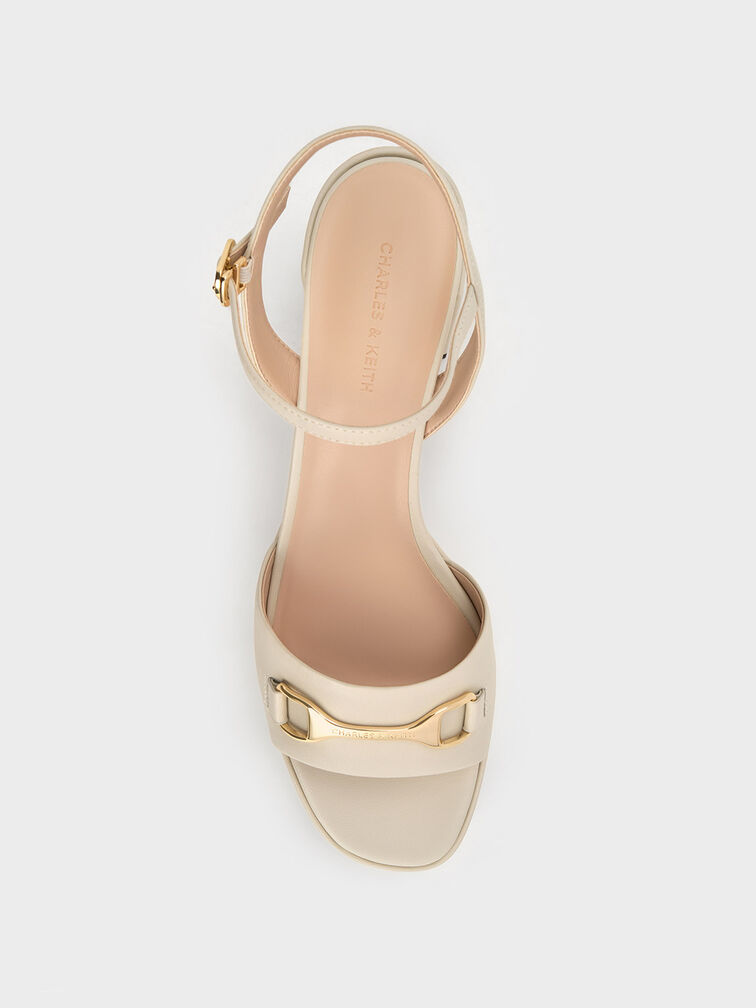 Metallic Accent Platform Slingback Sandals, White, hi-res