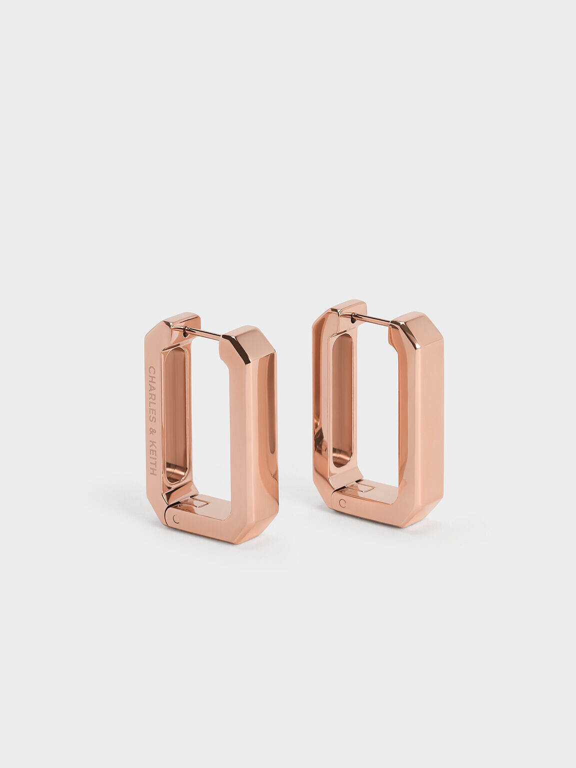 Rose Gold Keziah Rectangle Hoop Earrings CHARLES KEITH KH