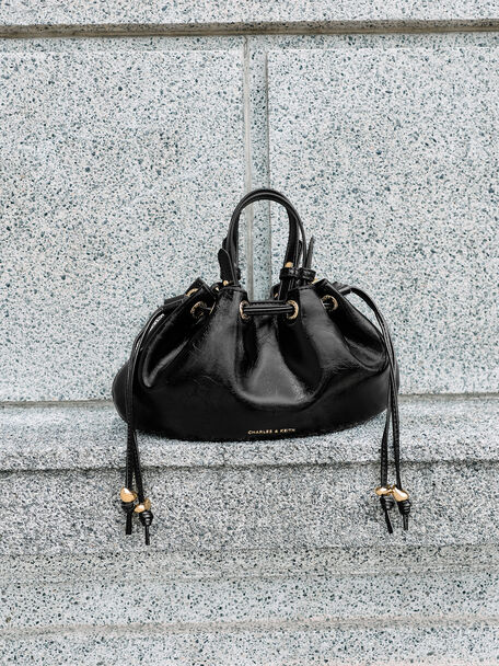 Mini Moxie Drawstring Bucket Bag, Black, hi-res