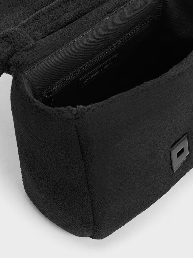 Loey Textured Top Handle Bag, Jet Black, hi-res