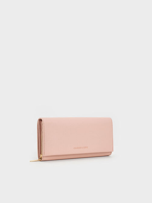 Front Flap Long Wallet, Pink, hi-res