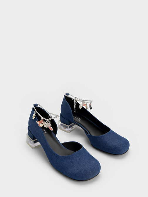 Judy Hopps Chain-Strap Denim D'Orsay Pumps, Blue, hi-res