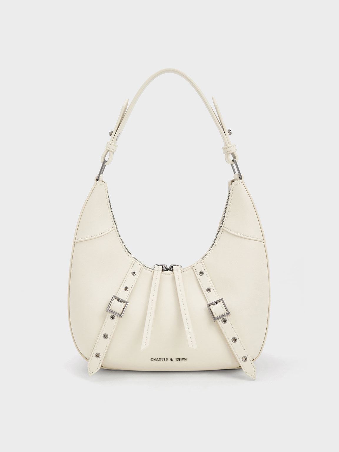 Grommet Crescent Hobo Bag - Chalk