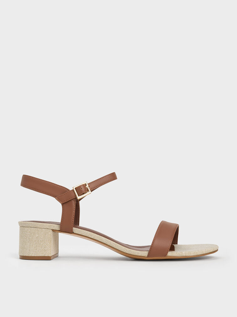 Multicoloured Block Heel Ankle-Strap Sandals - CHARLES & KEITH SG