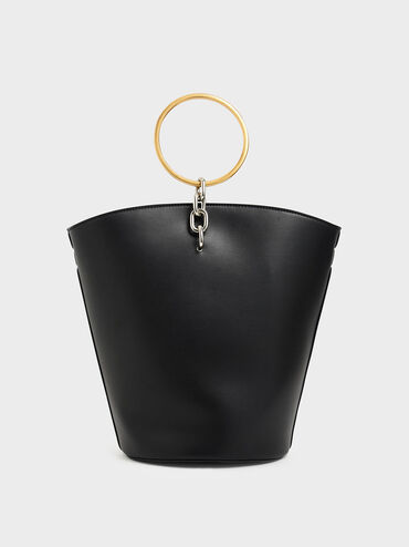 Large Bracelet Bucket Bag, Black, hi-res