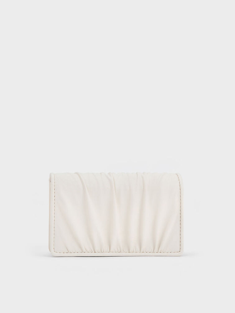 Aldora Ruched Card Holder, White, hi-res