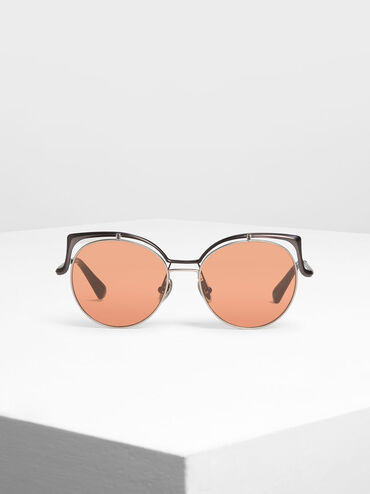 Wire Frame Round Sunglasses, Black, hi-res