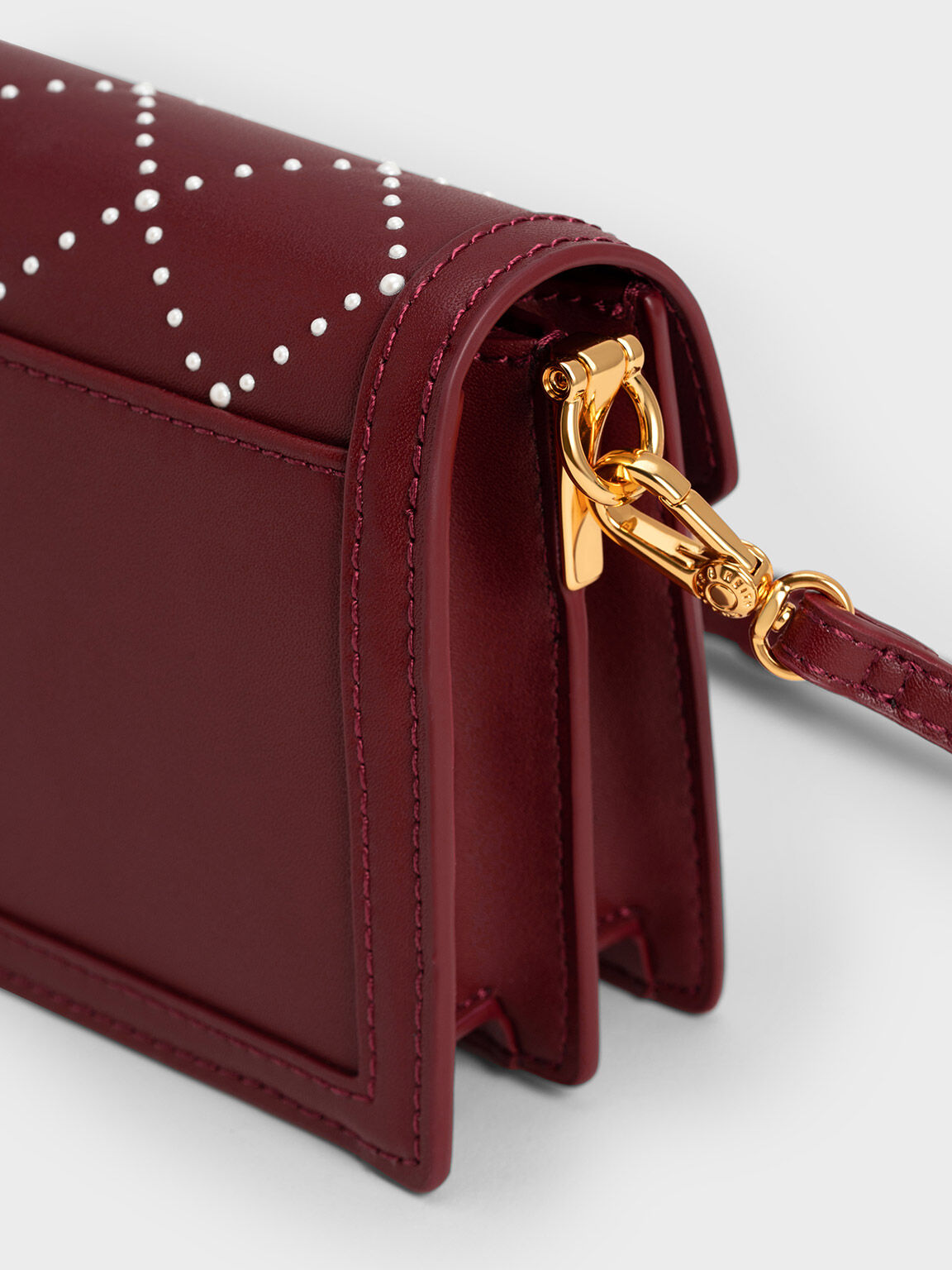 Marietta Textured Quilted Crossbody Bag, Burgundy, hi-res