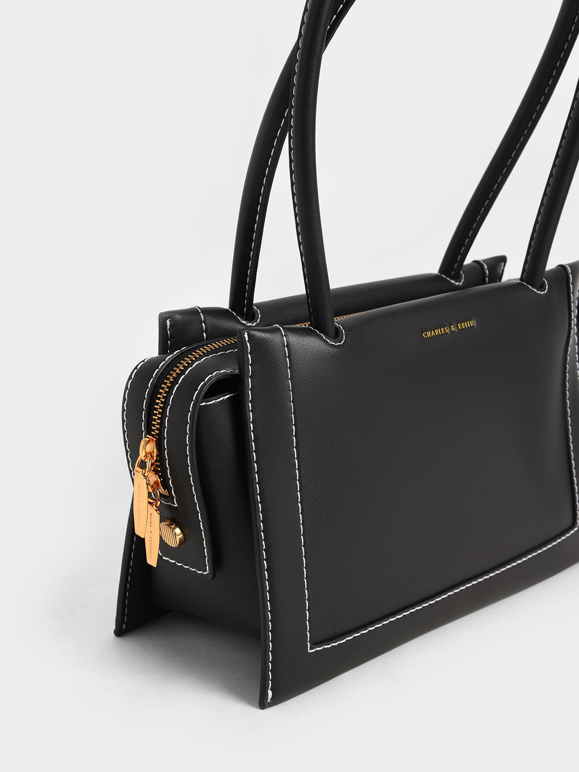 Bronte Double Handle Shoulder Bag, Black, hi-res
