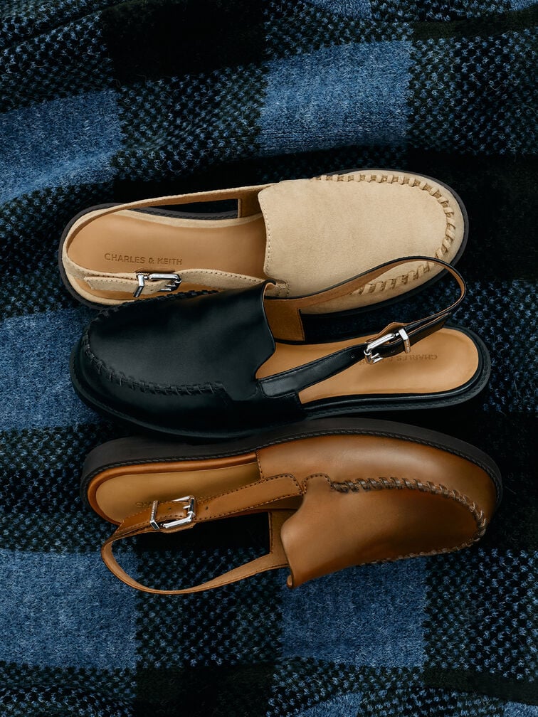 Gale Faux Suede Slingback Loafers, Beige, hi-res