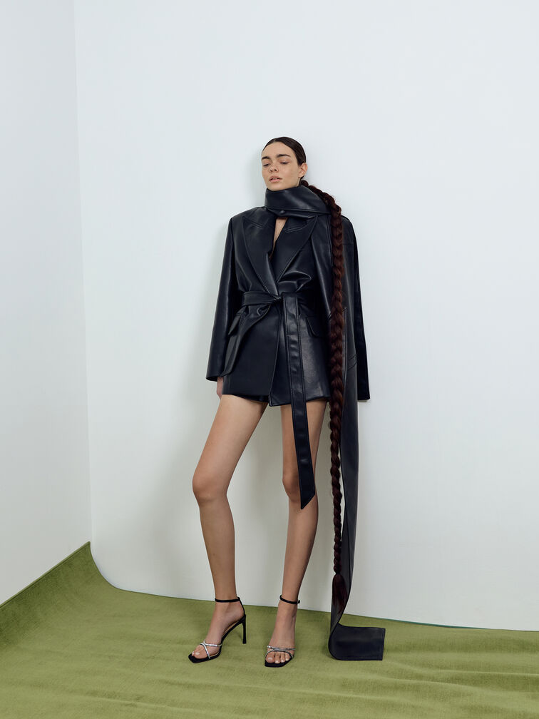 Jaylene Gem Stiletto Sandals, Black Textured, hi-res