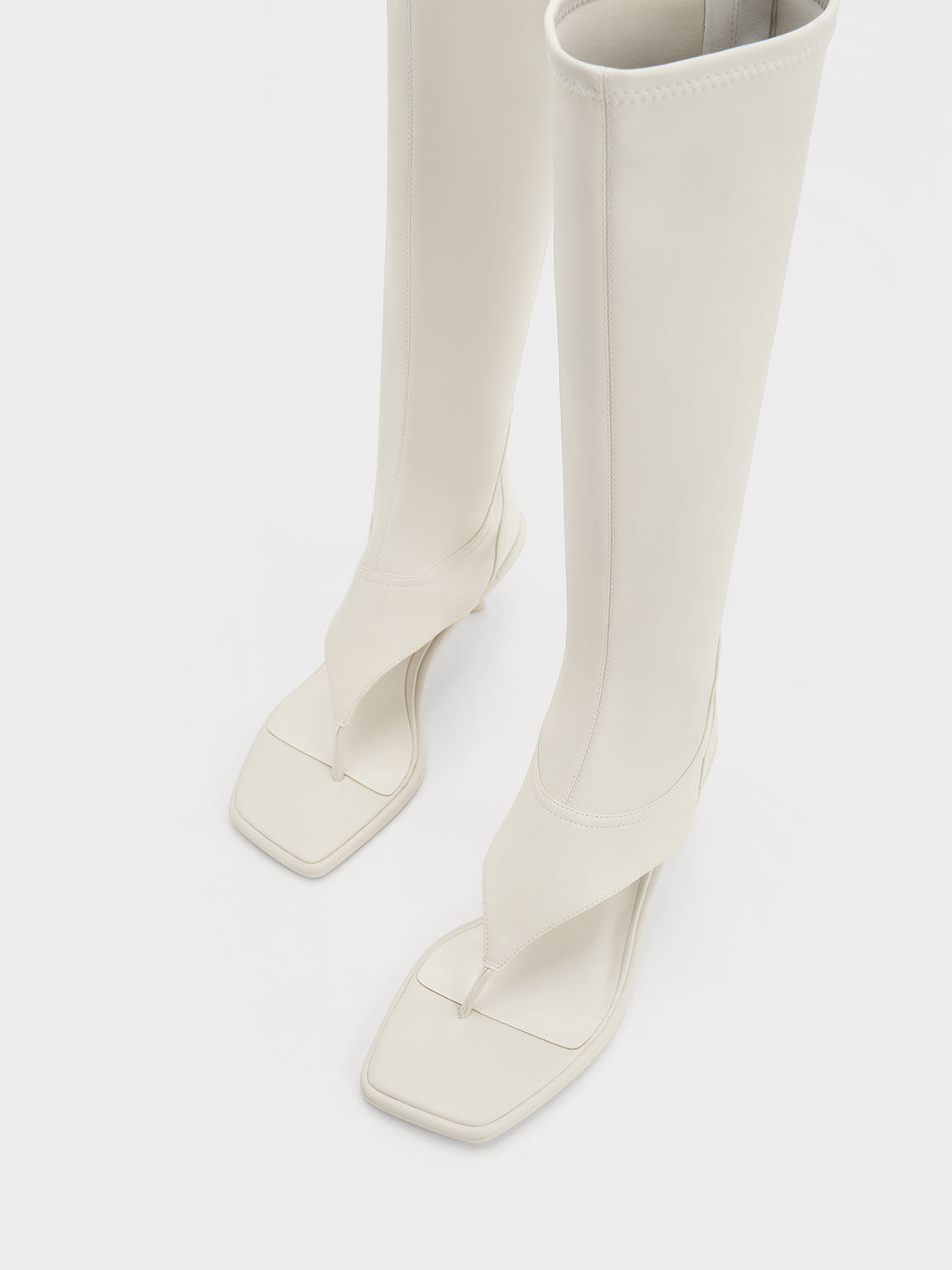 White leather over hotsell the knee boots