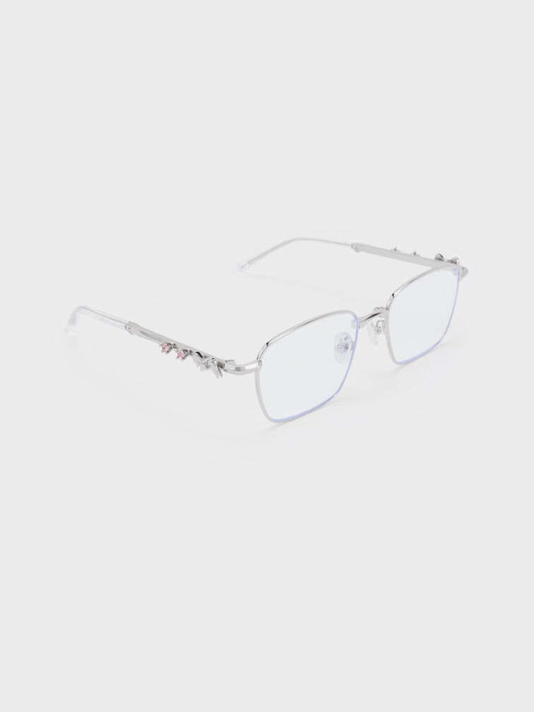 Paige Clear Rectangular Sunglasses, Silver, hi-res