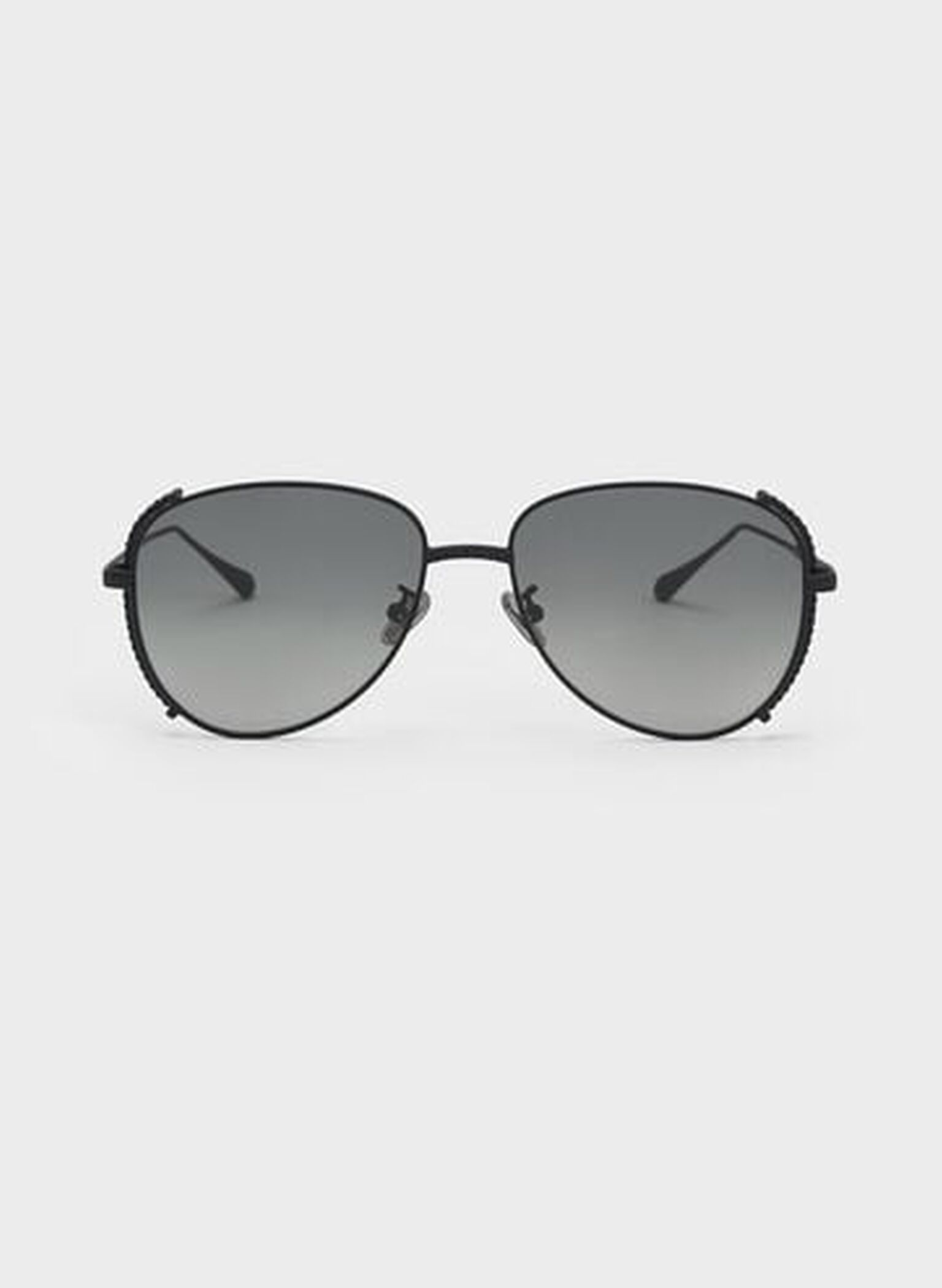 Gafas de Sol Aviador con Estructura Metálica y Pedrería, Negro, hi-res