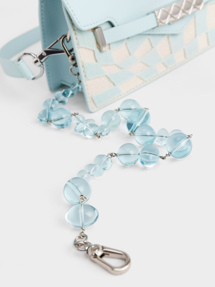 Mini Sabrina Checkered Envelope Shoulder Bag, Light Blue, hi-res