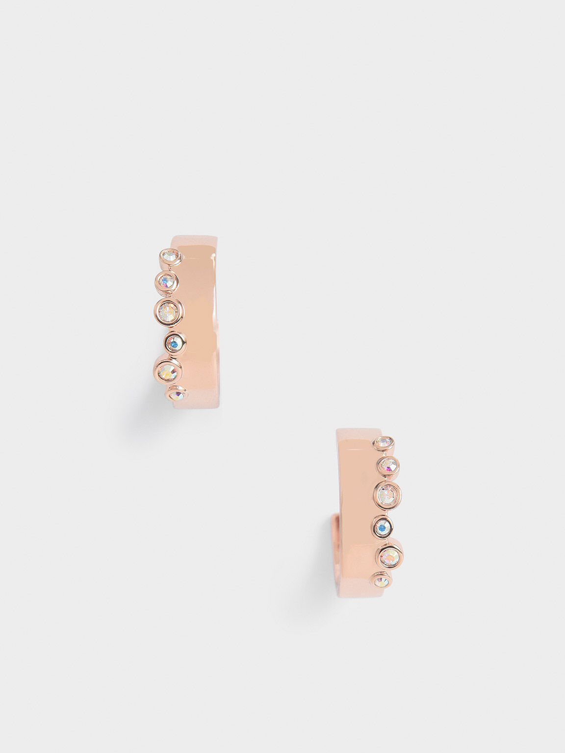 Swarovski® Crystal Studded Hoop Earrings, Rose Gold, hi-res