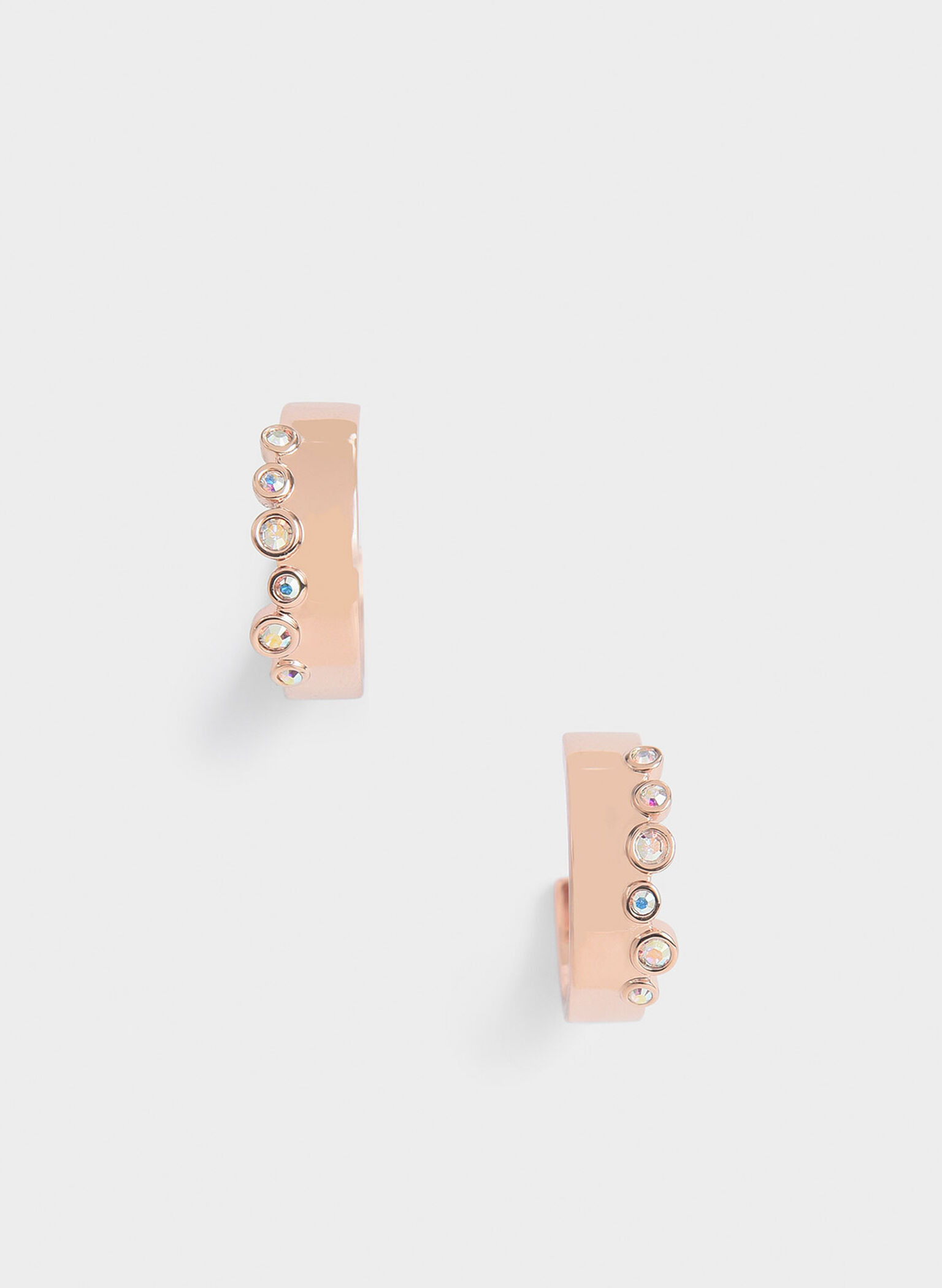 Swarovski® Crystal Studded Hoop Earrings, Rose Gold, hi-res