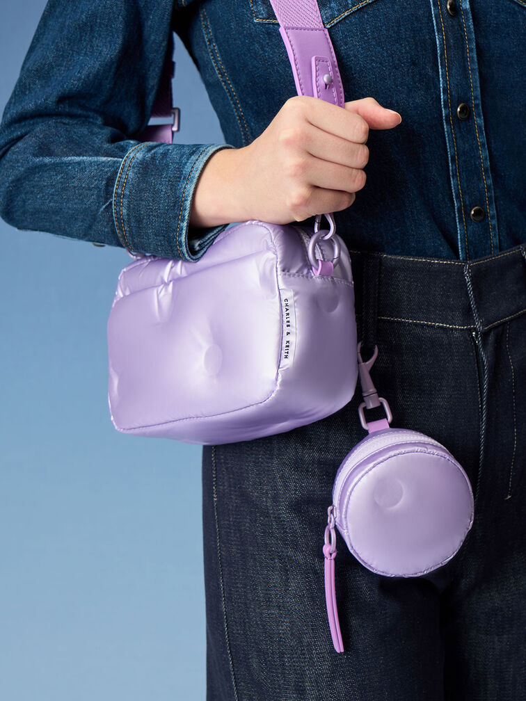 Bolso boxy de nailon Sianna, Violeta, hi-res