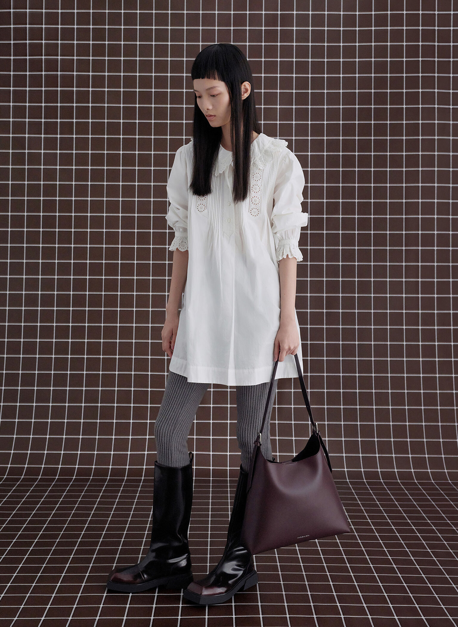 Bolso holgado trapezoidal, Burgundy, hi-res