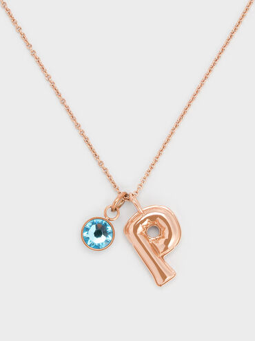 Alphabet 'P' Charm, Rose Gold, hi-res