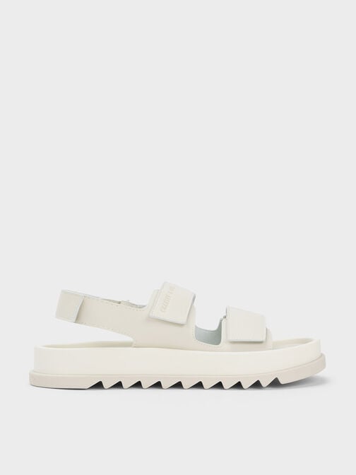 Buckled Sports Sandals, White, hi-res