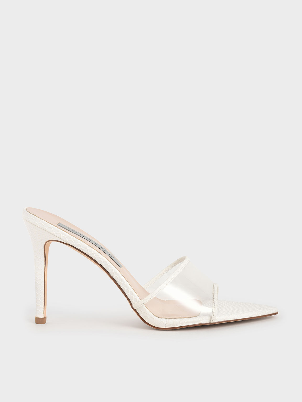 Snake Print Clear Strap Mules - CHARLES