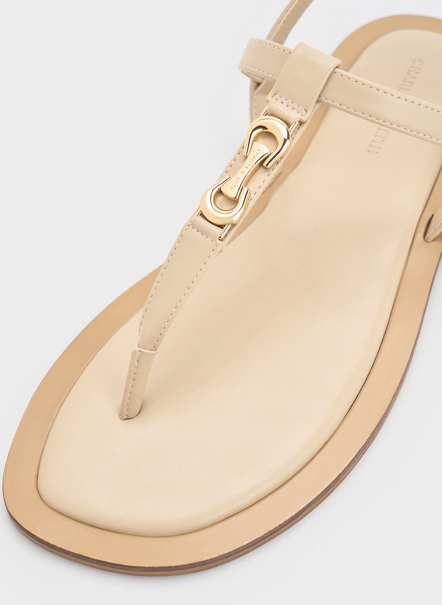 Trifina Metallic-Accent Thong Sandals, Taupe, hi-res