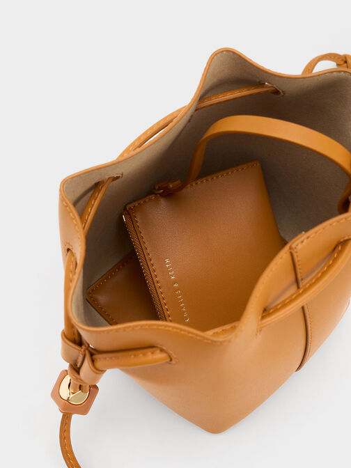 Cube Knotted Bucket Bag, Orange, hi-res