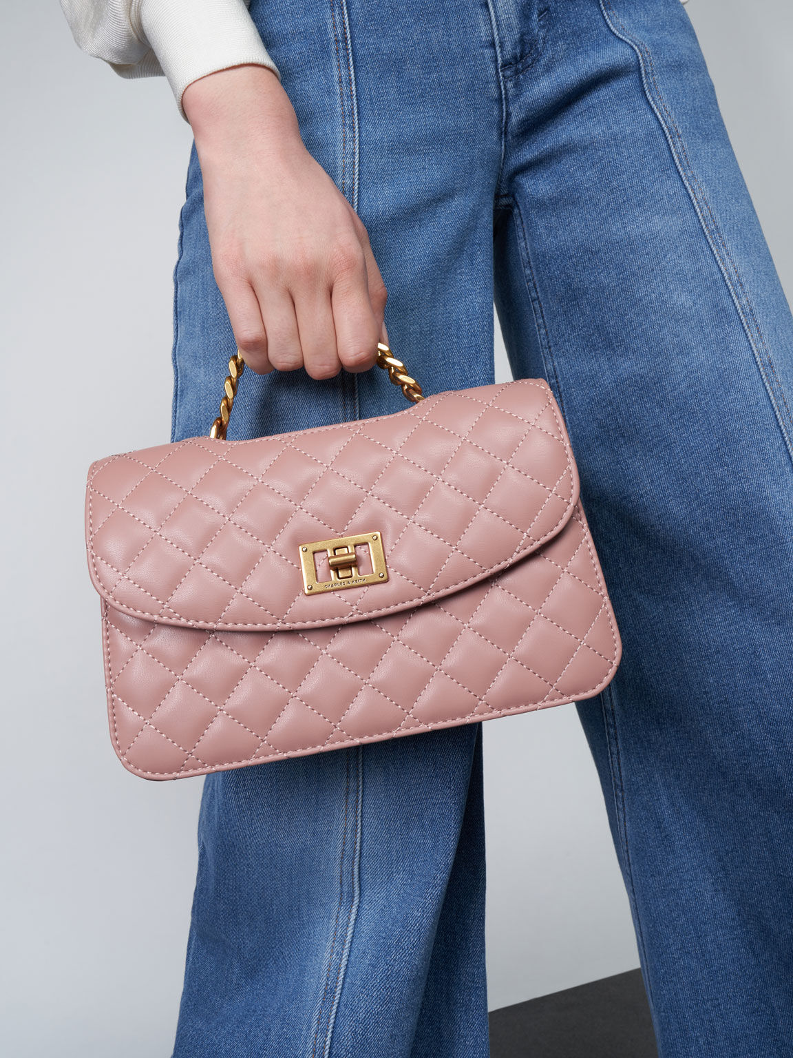 Quilted Clutch, Blush, hi-res