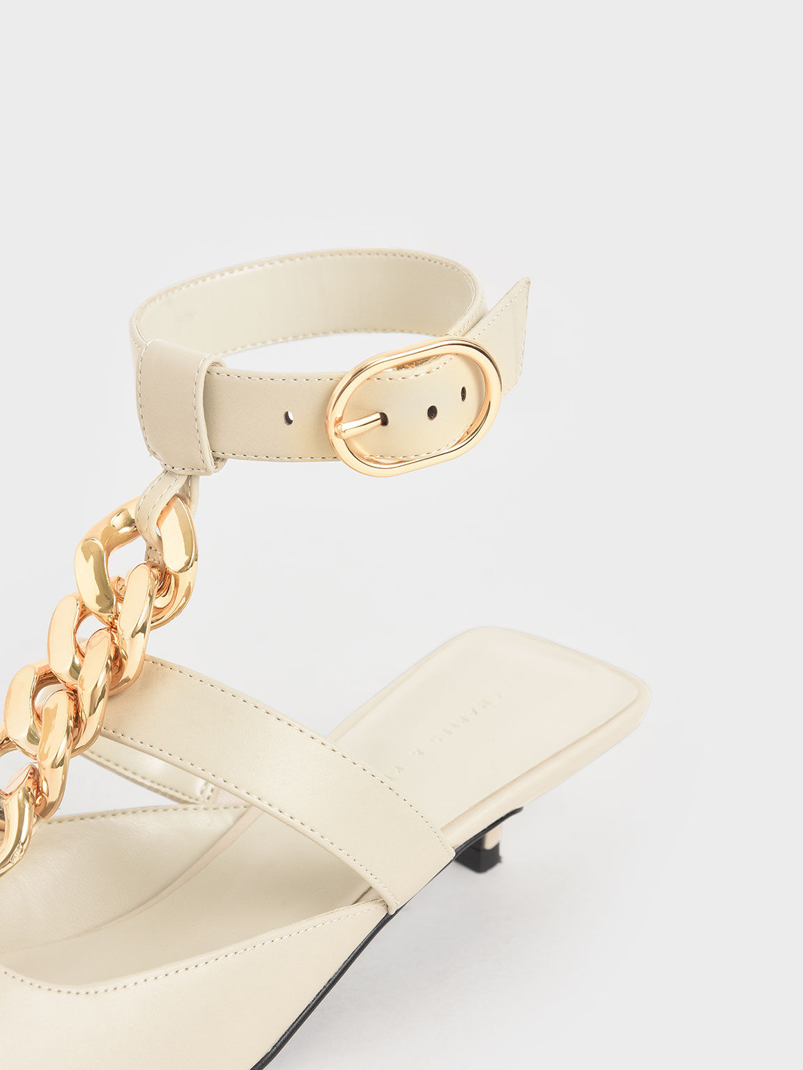 Chain Link Ankle Strap Pumps, Chalk, hi-res