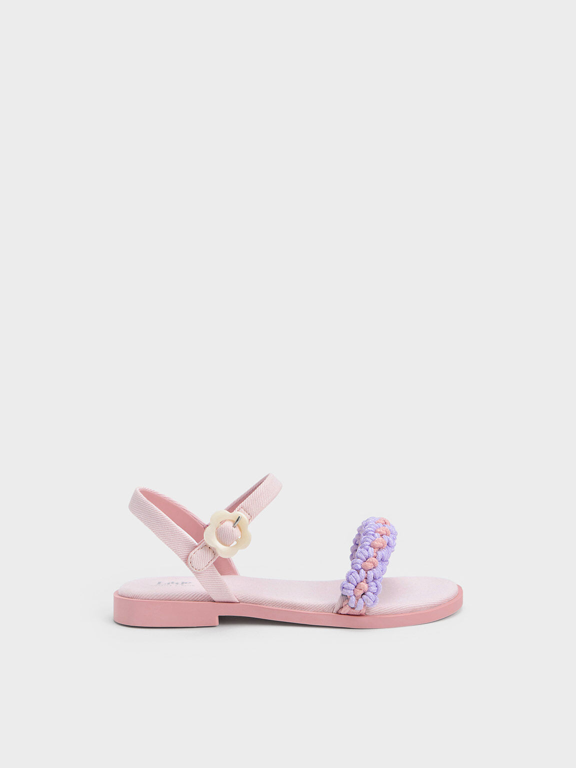 Girls' Floral Denim Sandals, Pink, hi-res