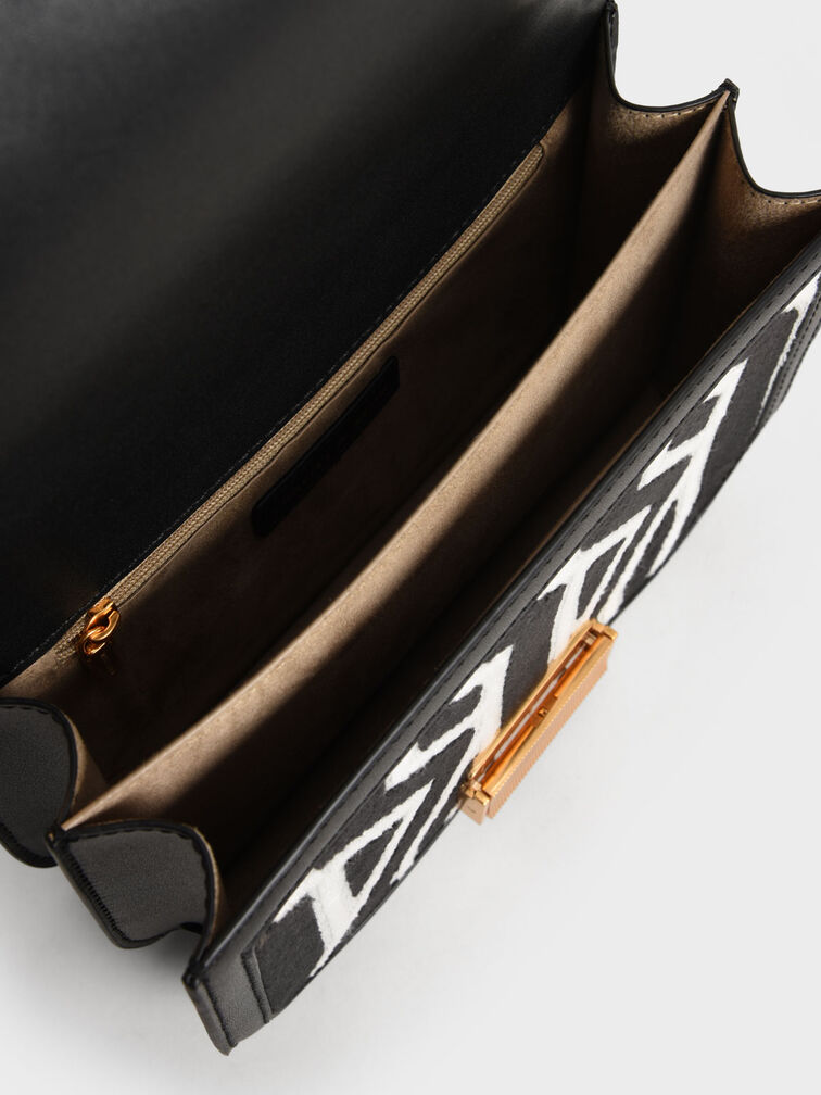 Charlot Jacquard Printed Bag, Black, hi-res