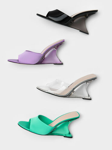 Recycled Polyester Sculptural Heel Wedges, Purple, hi-res