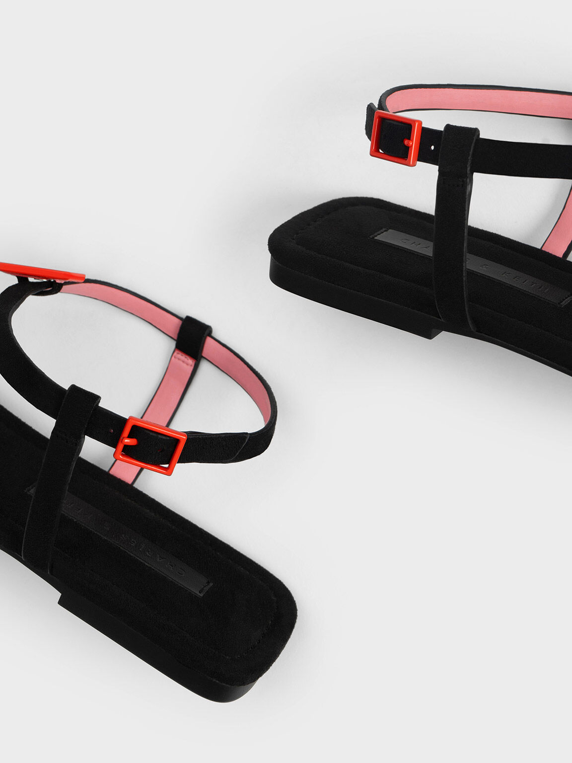 Textured Metallic Accent T-Bar Thong Sandals, Black Satin, hi-res