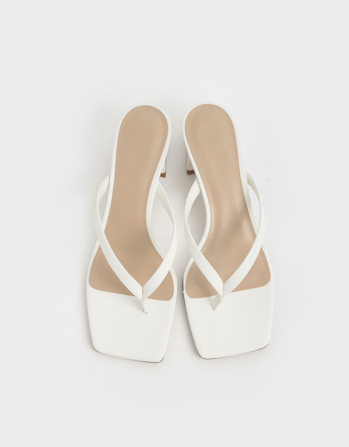 White thong sandals with heels clearance