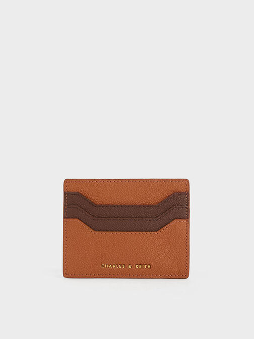 Geometric Multi-Slot Card Holder, Cognac, hi-res