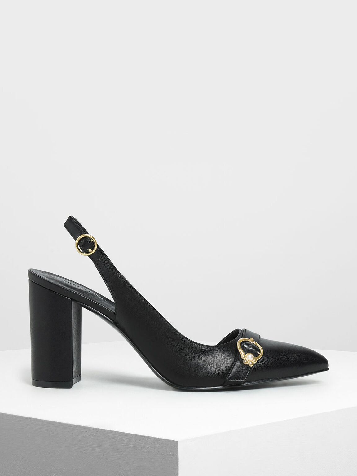 Embellished Asymmetrical Heels, Black, hi-res