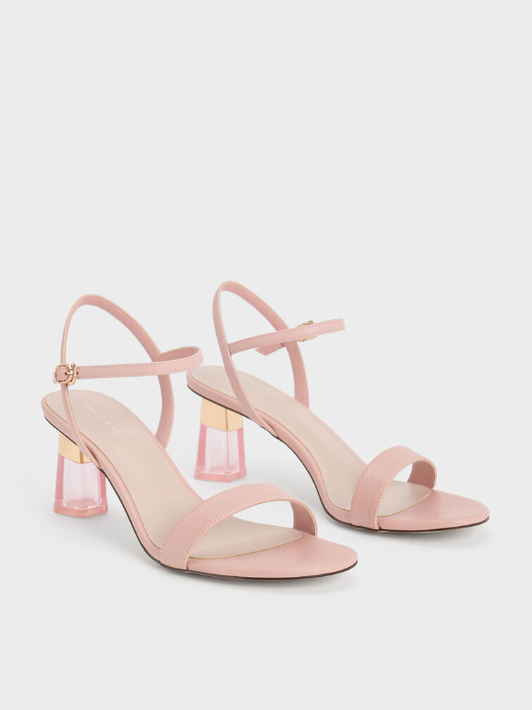 Clear Trapeze Heel Sandals, Blush, hi-res