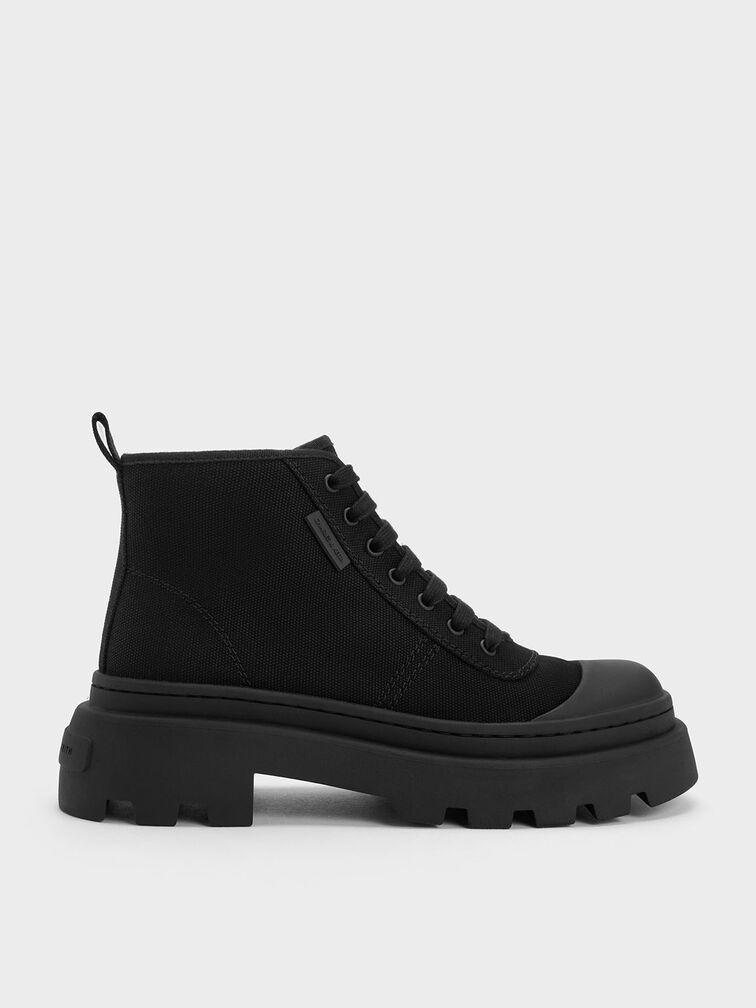 Canvas High-Top Sneakers, Black, hi-res