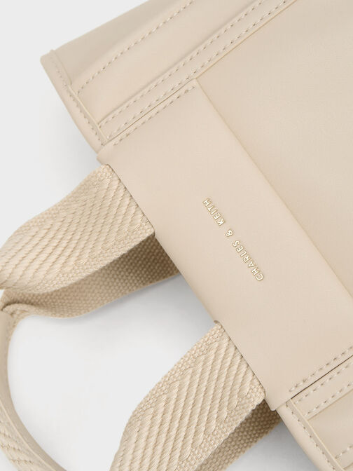Shalia Chain-Handle Tote Bag, Beige, hi-res