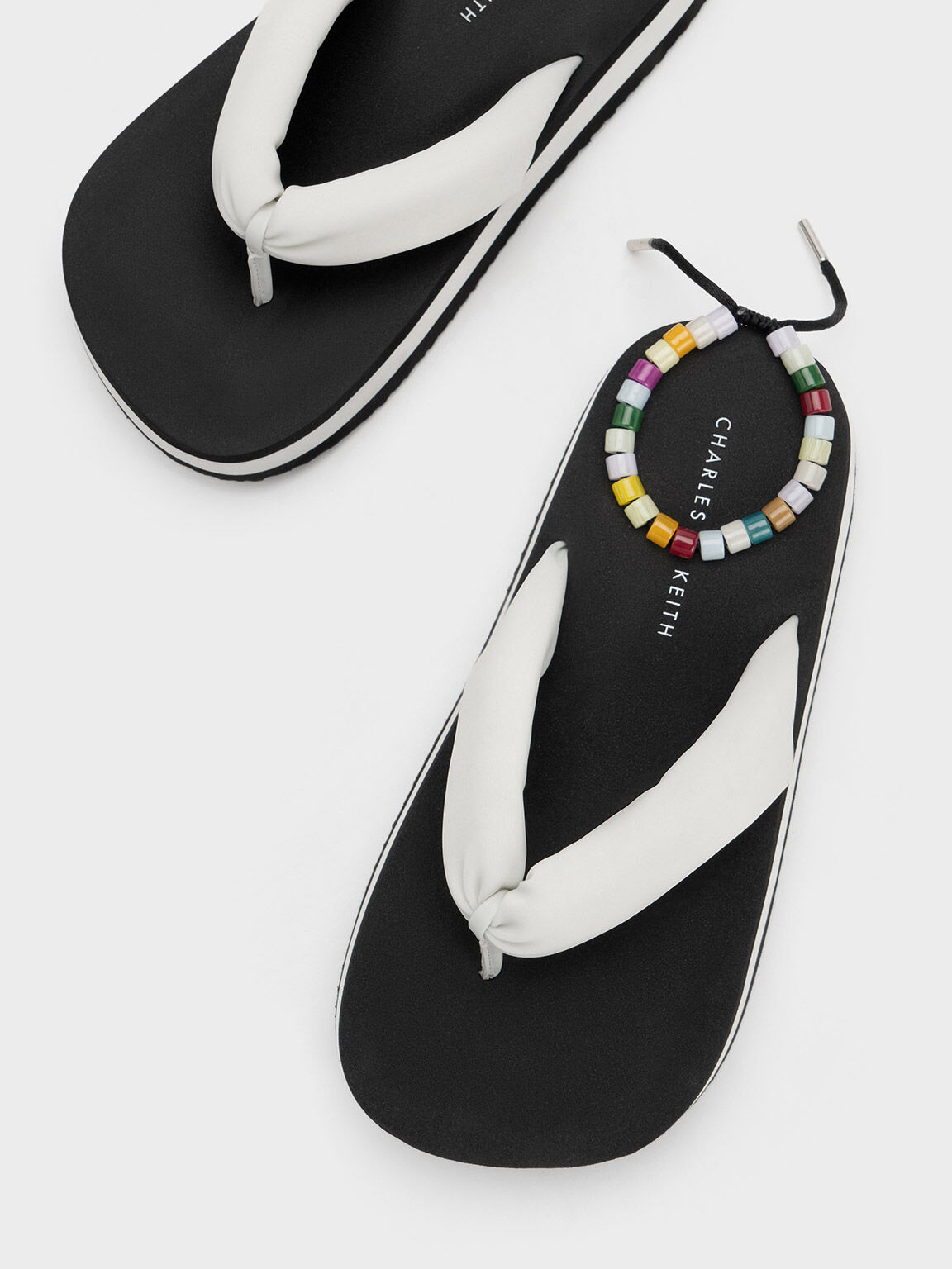 White Tana Puffy Thong Sandals CHARLES KEITH SG