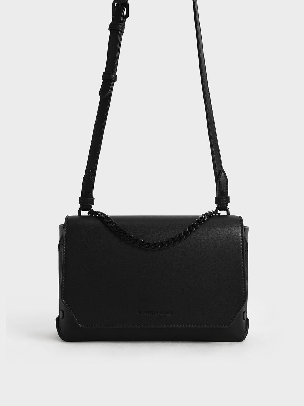 Chain Handle Shoulder Bag, Ultra-Matte Black, hi-res